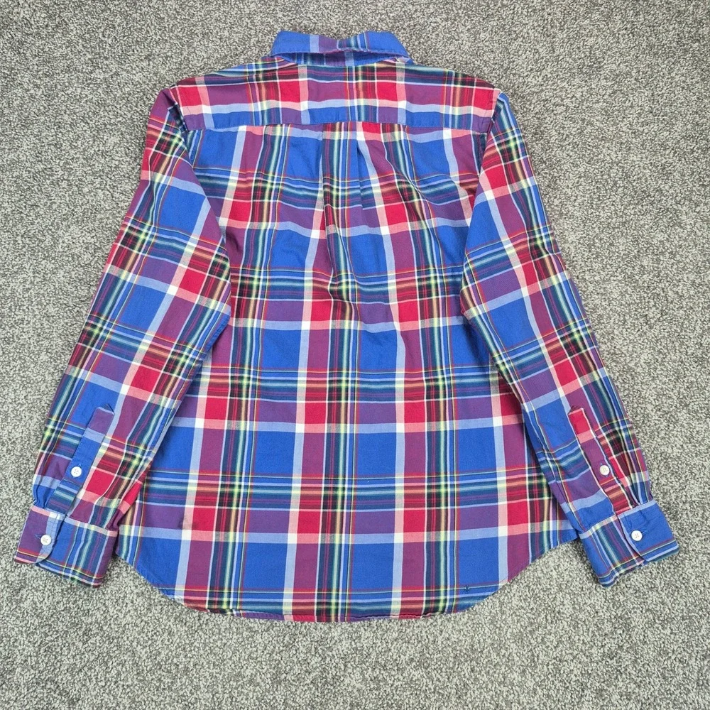 Ralph Lauren Shirt Boys L (14-16) Blue Red Plaid Long Sleeve Button Down Cotton